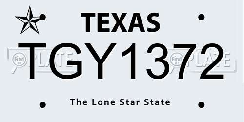 TGY1372 Texas License Plate