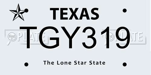 TGY319 Texas License Plate