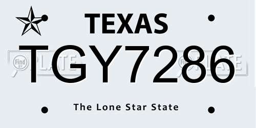 TGY7286 Texas License Plate