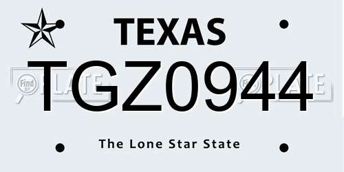 TGZ0944 Texas License Plate