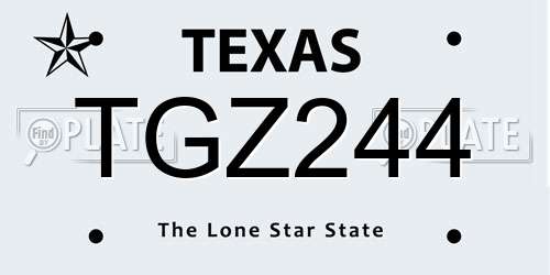 TGZ244 Texas License Plate