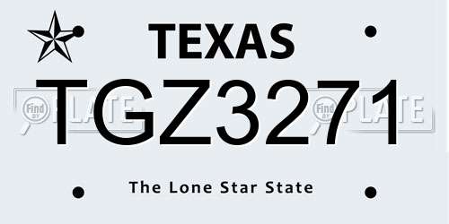 TGZ3271 Texas License Plate