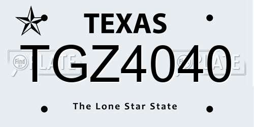TGZ4040 Texas License Plate