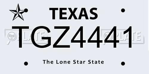 TGZ4441 Texas License Plate