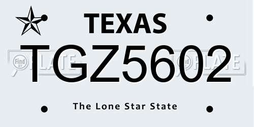TGZ5602 Texas License Plate