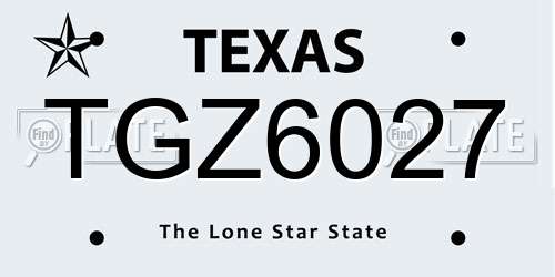 TGZ6027 Texas License Plate
