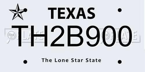 TH2B900 Texas License Plate
