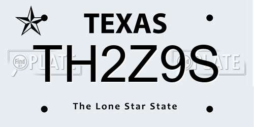 TH2Z9S Texas License Plate