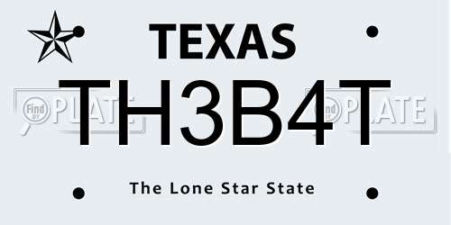 TH3B4T Texas License Plate