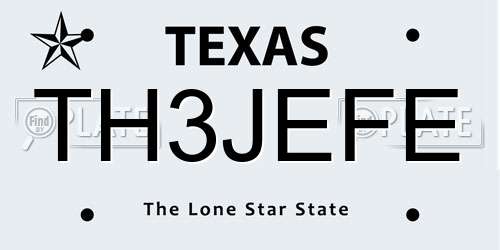 TH3JEFE Texas License Plate