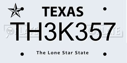 TH3K357 Texas License Plate