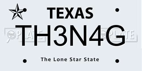 TH3N4G Texas License Plate