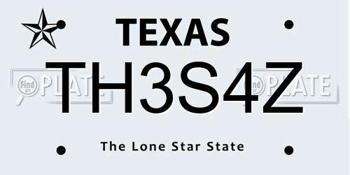 TH3S4Z Texas License Plate