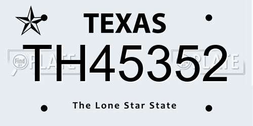 TH45352 Texas License Plate