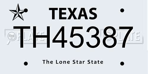 TH45387 Texas License Plate
