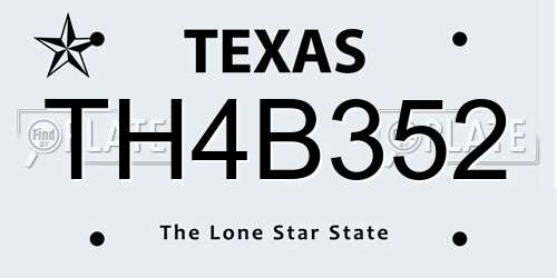 TH4B352 Texas License Plate