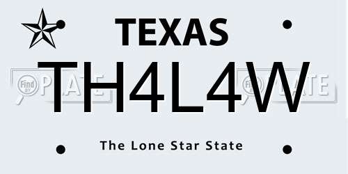 TH4L4W Texas License Plate