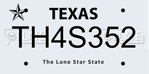 TH4S352 Texas License Plate