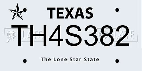 TH4S382 Texas License Plate