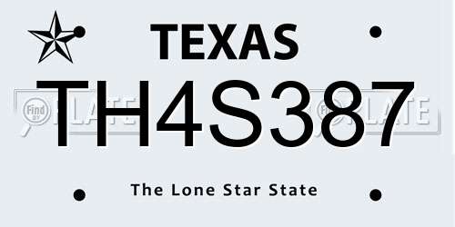 TH4S387 Texas License Plate