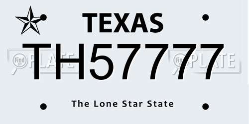 TH57777 Texas License Plate