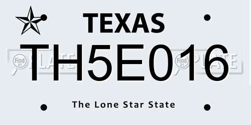 TH5E016 Texas License Plate