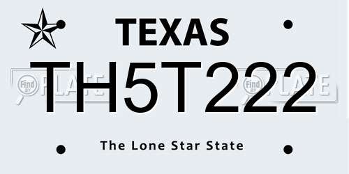 TH5T222 Texas License Plate