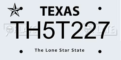 TH5T227 Texas License Plate