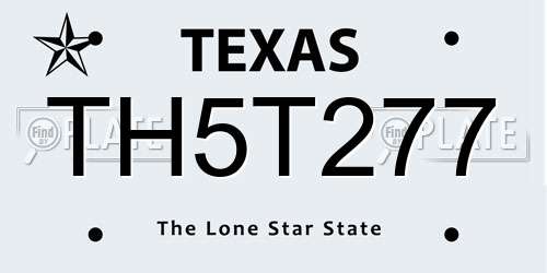 TH5T277 Texas License Plate