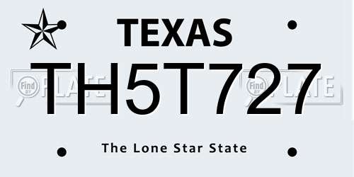 TH5T727 Texas License Plate