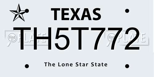 TH5T772 Texas License Plate