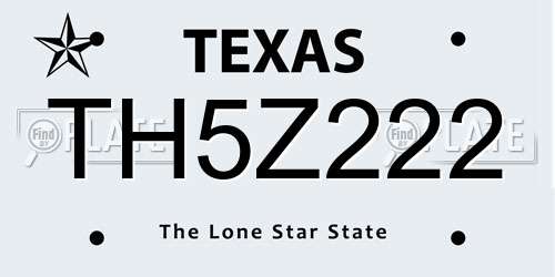TH5Z222 Texas License Plate