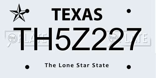 TH5Z227 Texas License Plate