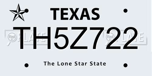 TH5Z722 Texas License Plate