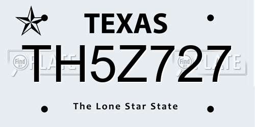TH5Z727 Texas License Plate