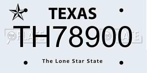 TH78900 Texas License Plate