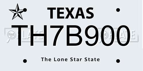TH7B900 Texas License Plate