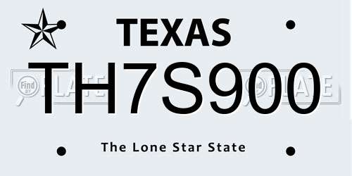 TH7S900 Texas License Plate