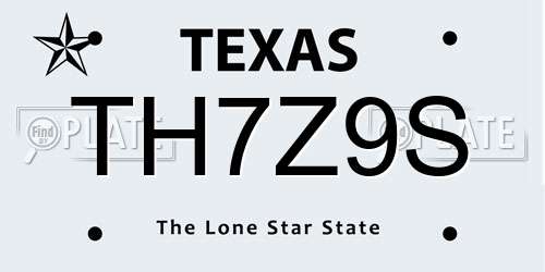 TH7Z9S Texas License Plate