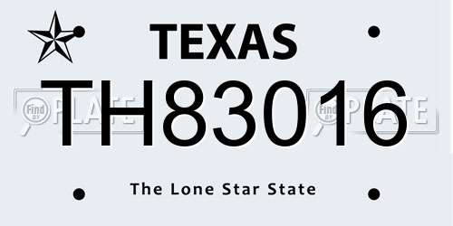 TH83016 Texas License Plate