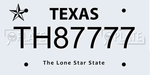 TH87777 Texas License Plate