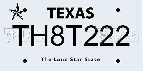 TH8T222 Texas License Plate