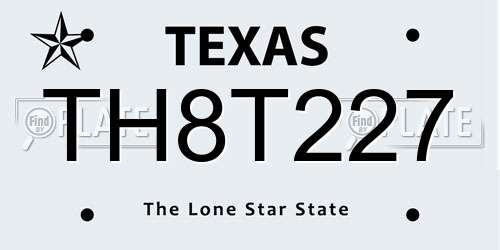 TH8T227 Texas License Plate
