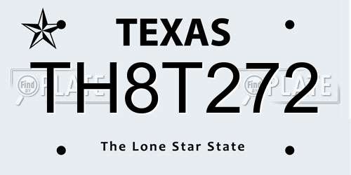 TH8T272 Texas License Plate
