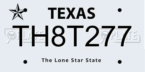 TH8T277 Texas License Plate