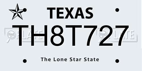 TH8T727 Texas License Plate