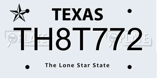 TH8T772 Texas License Plate