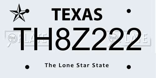 TH8Z222 Texas License Plate