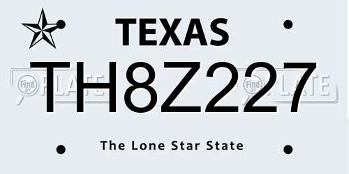 TH8Z227 Texas License Plate