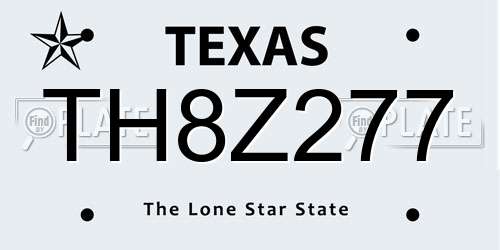 TH8Z277 Texas License Plate